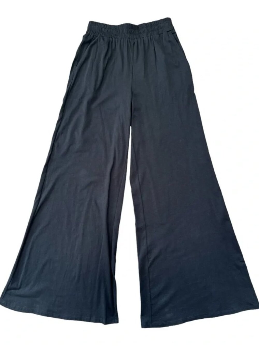 NWT Calme By Johnny Was Black Wide Leg Relaxed Pants Cotton XS